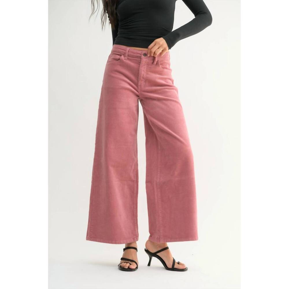 NEW JBD. high rise corduroy wide leg pants in rose